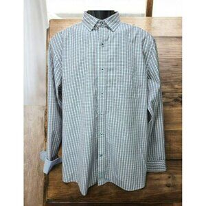 Johnston & Murphy Mens Plaid Long Sleeve Shirt Large - Contrast Cuffs
